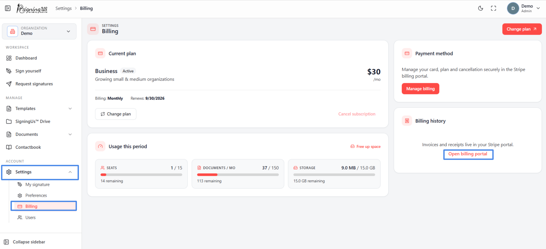 Payments & Invoices in the SigningUs app