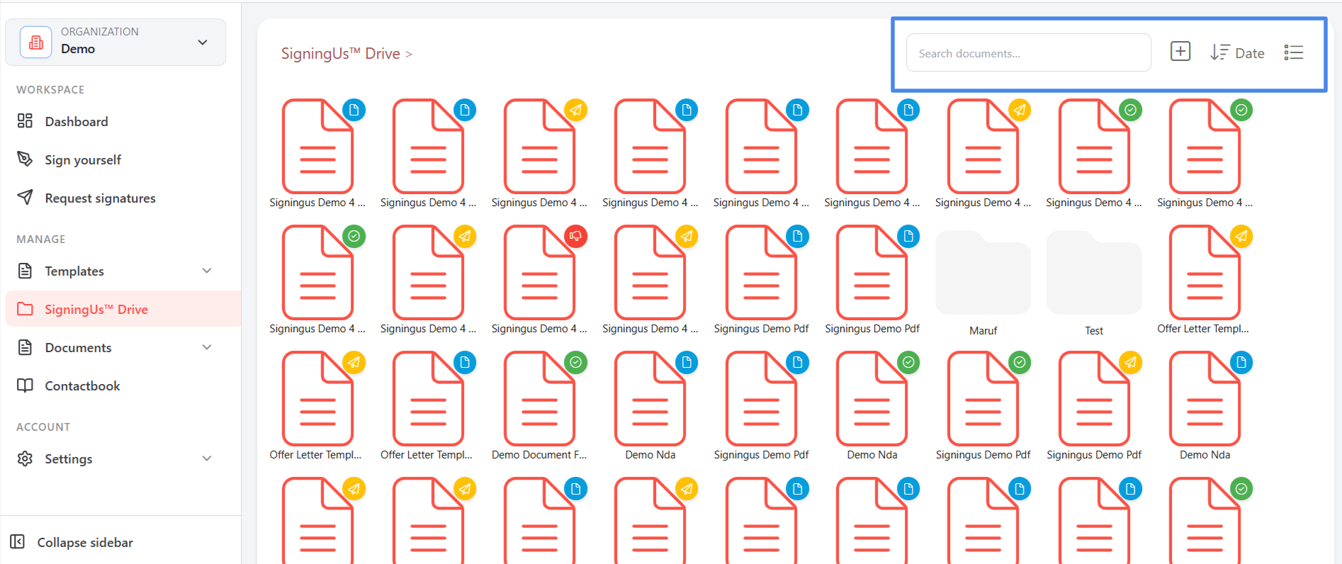 Browse your drive in the SigningUs app
