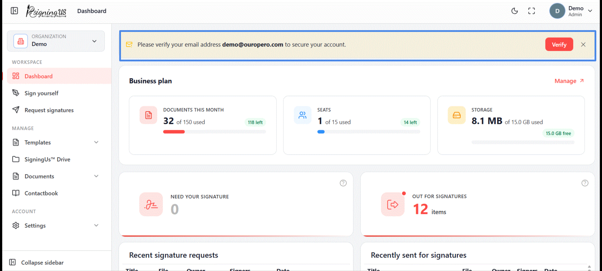 Verify Your Email in the SigningUs app