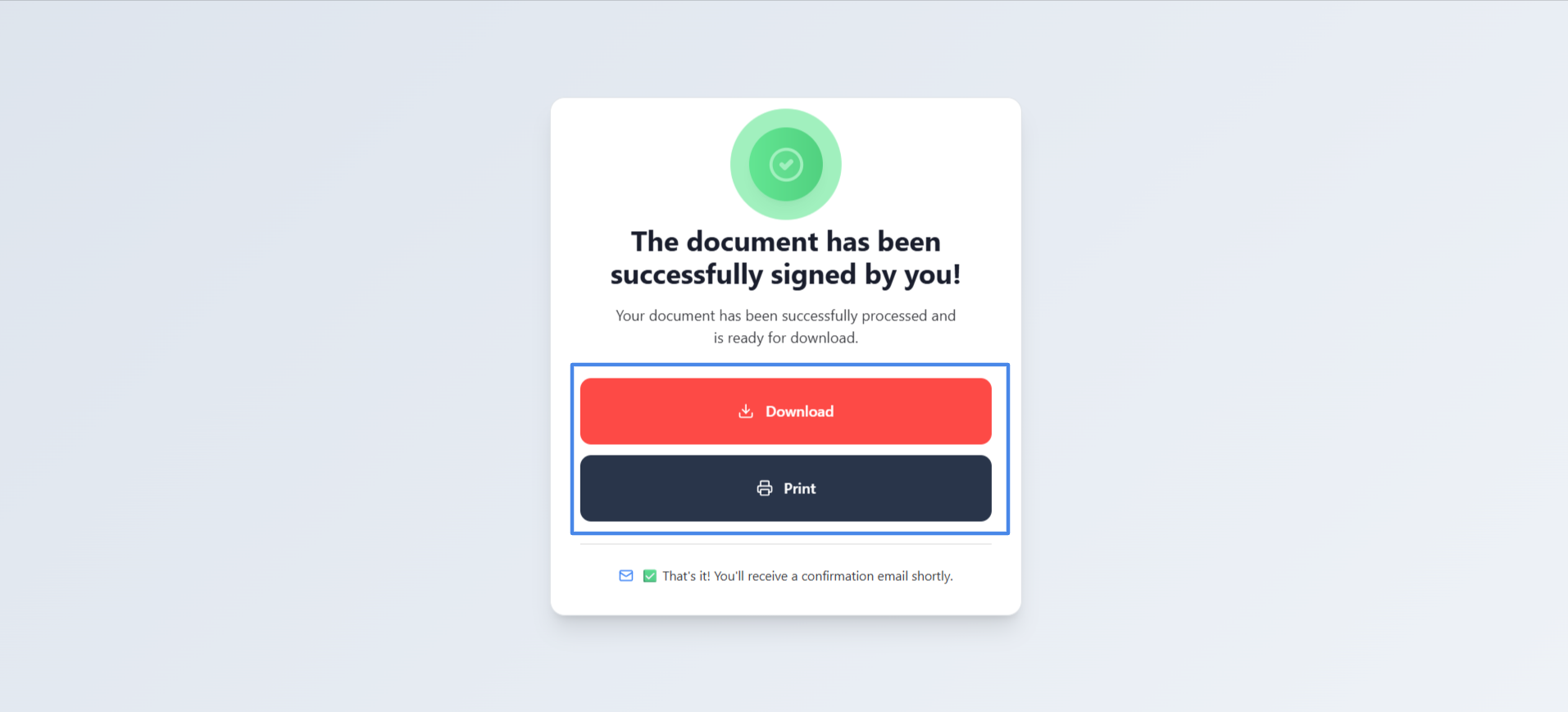 After Signing in the SigningUs app